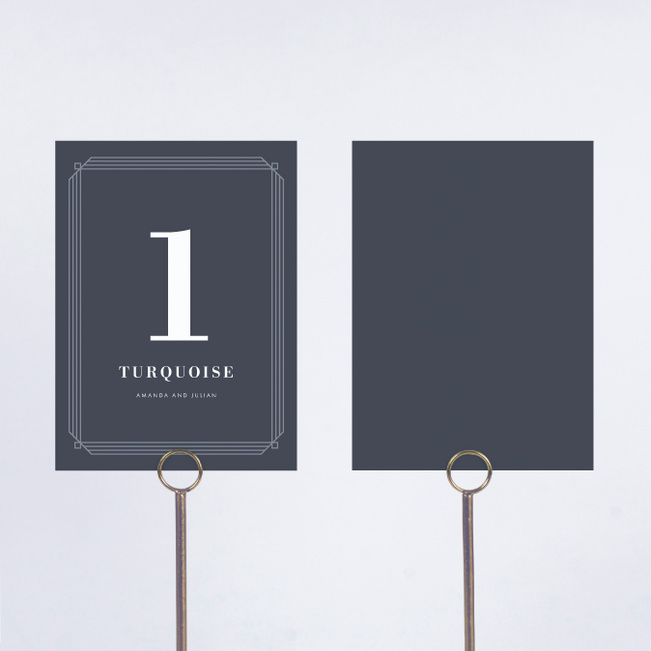 Art Deco Wedding Table Cards - Blue