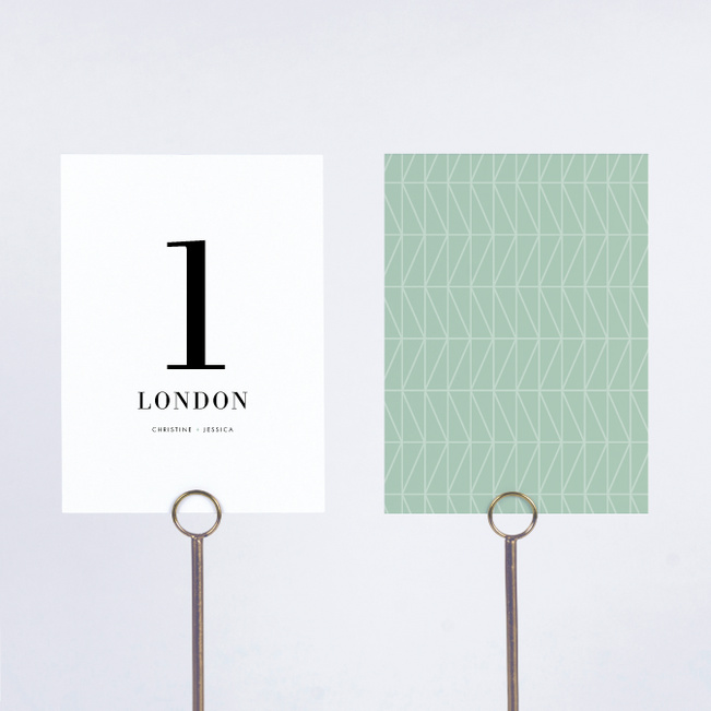 Converging Paths Wedding Table Cards - Green