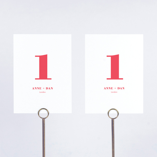 Simply Type Wedding Table Cards - Red