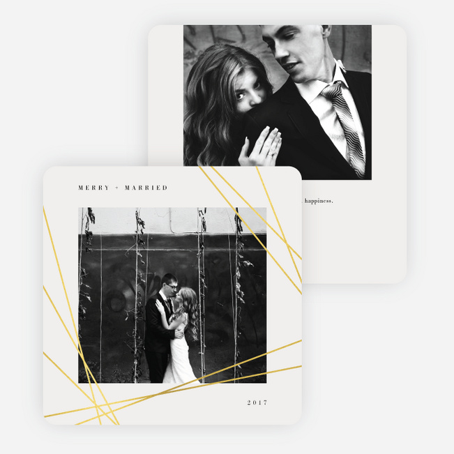 Foil Asymmetrical Frame Holiday Cards - Yellow