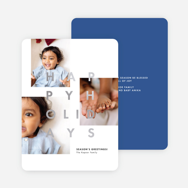 Gratitude Grid Holiday Cards - Blue