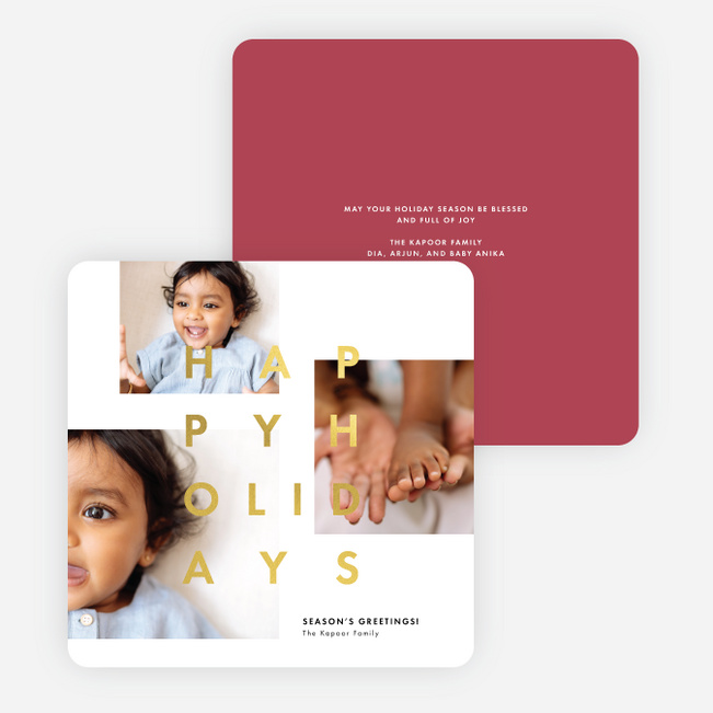 Gratitude Grid Holiday Cards - Red