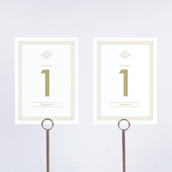 Diamond Wedding Table Cards - Beige