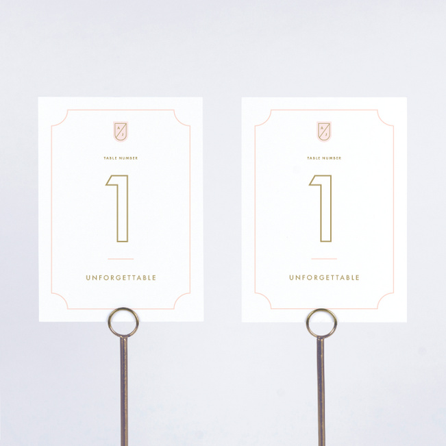 Family Crest Wedding Table Cards - Pink