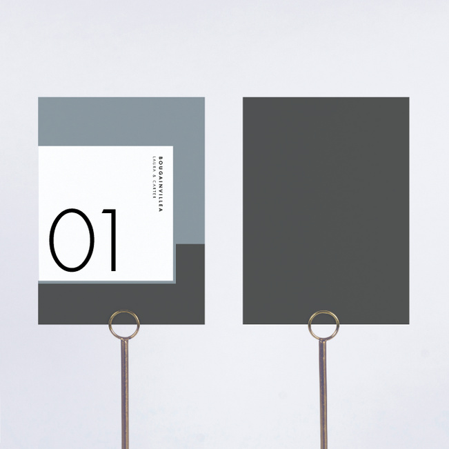 Foil Blocks Wedding Table Cards - Blue