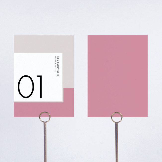 Foil Blocks Wedding Table Cards - Gray
