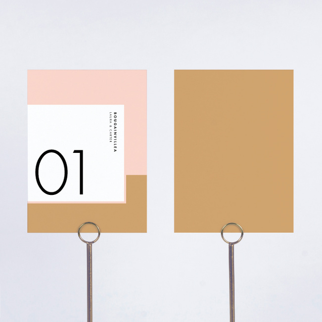 Foil Blocks Wedding Table Cards - Pink