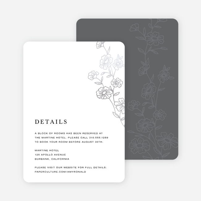 Elegant Roses Wedding Information Cards - Gray