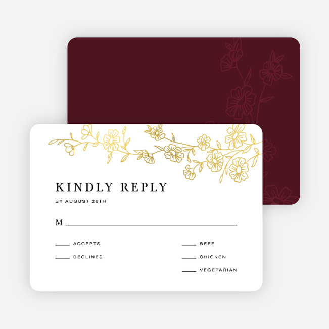 Elegant Roses Wedding Response Cards - Red