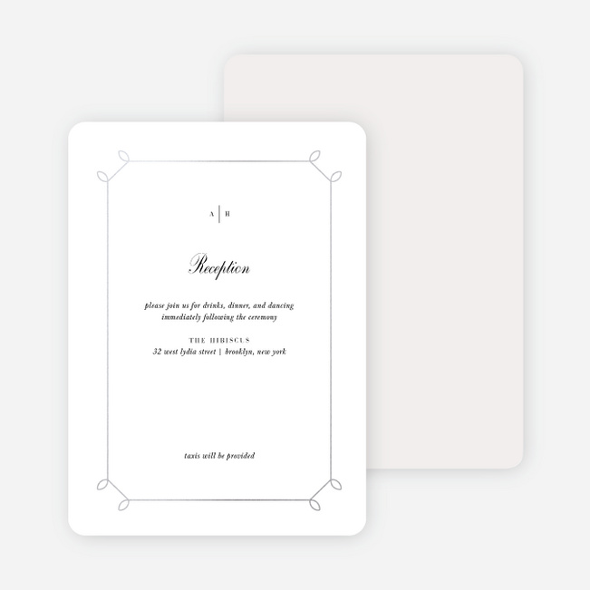 Foil Elegant Scroll Wedding Information Cards - Gray