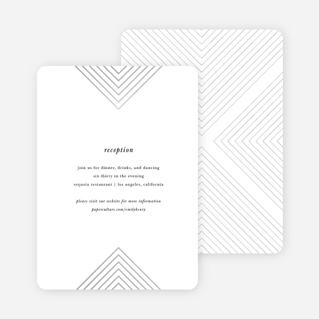 Foil Mirrored Angles Wedding Information Cards - Gray