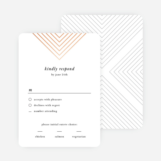 Foil Mirrored Angles Wedding Response Cards - Pink