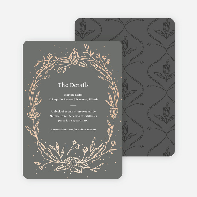 Foil Surroundings Wedding Information Cards - Gray