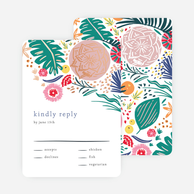 Tropical Print Wedding Response Cards - Multi