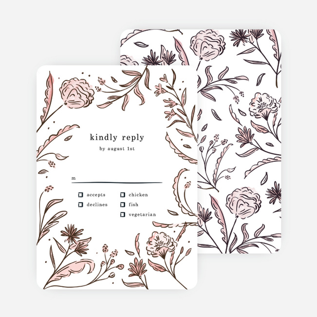 Vintage Frame Wedding Response Cards - Pink