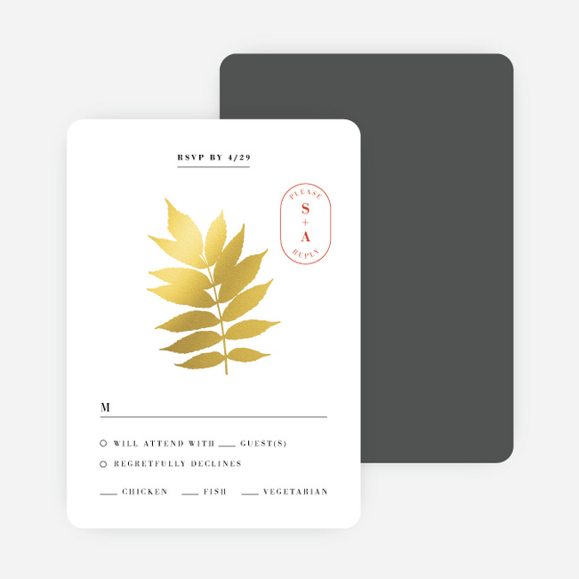 Botanical Outlines Wedding Response Cards - Yellow
