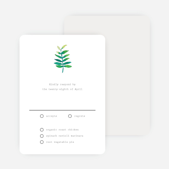 Minimal Laurel Wedding Response Cards - White