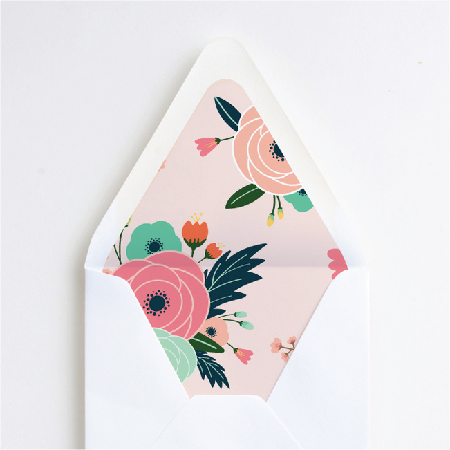 Modern Bouquet Wedding Envelope Liners - Pink