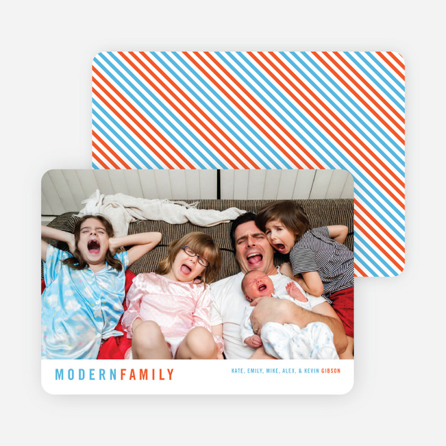 Diagonal Stripes Holiday Cards - Blue