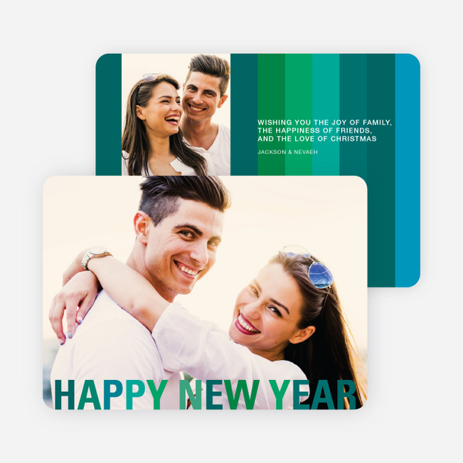 New Year’s Stripes Photo Cards - Green New Year’s Stripes - Green