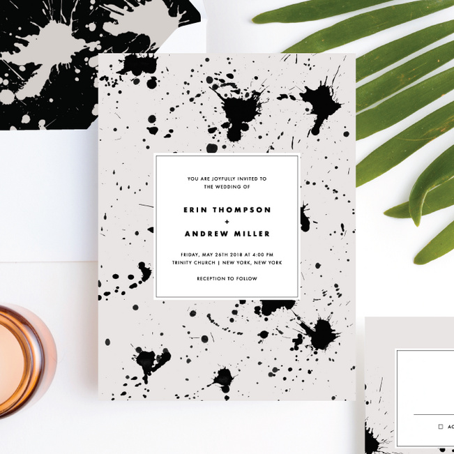 Brush Splash Wedding Invitations - Beige