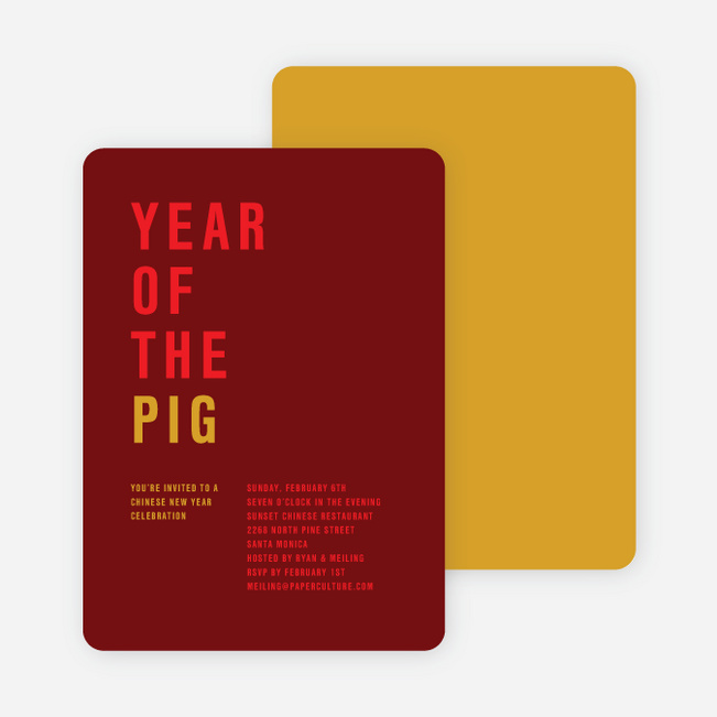 Year of the Pig – Storyline Cards - Red Year of the Pig – Storyline - Red