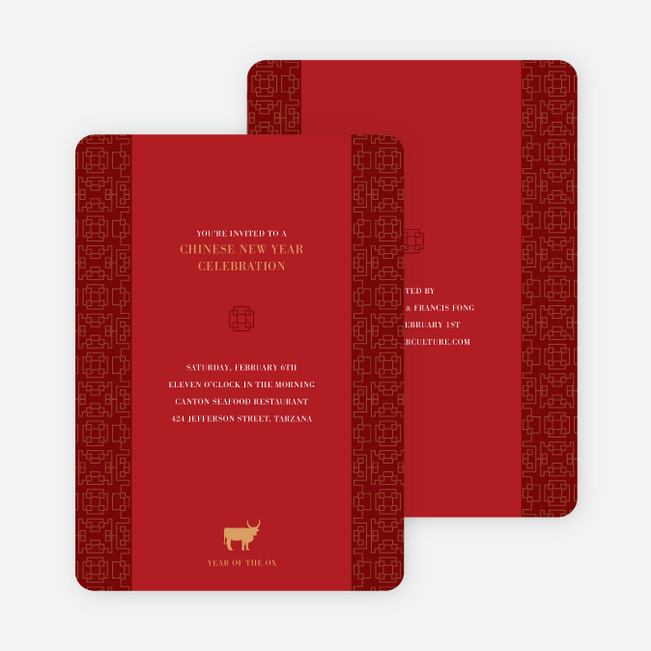 Year of the Ox – Traditional Chinese New Year Cards - Red Year of the Ox – Traditional Chinese New Year - Red
