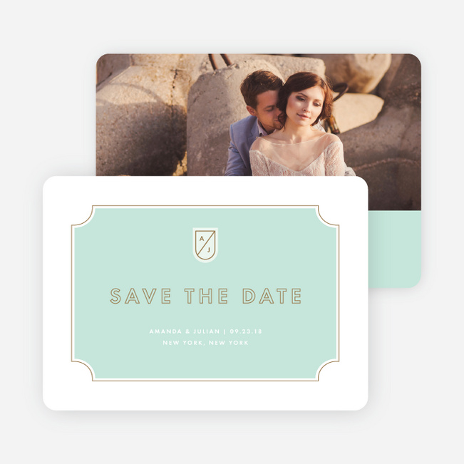 Tomorrow’s Crest Wedding Save the Date Cards - Green