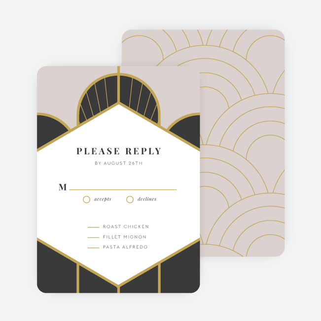 Deco Arches Wedding Response Cards - Beige