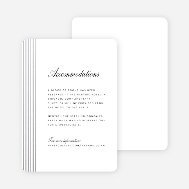 Foil Sidebar Wedding Wedding Information Cards - Gray