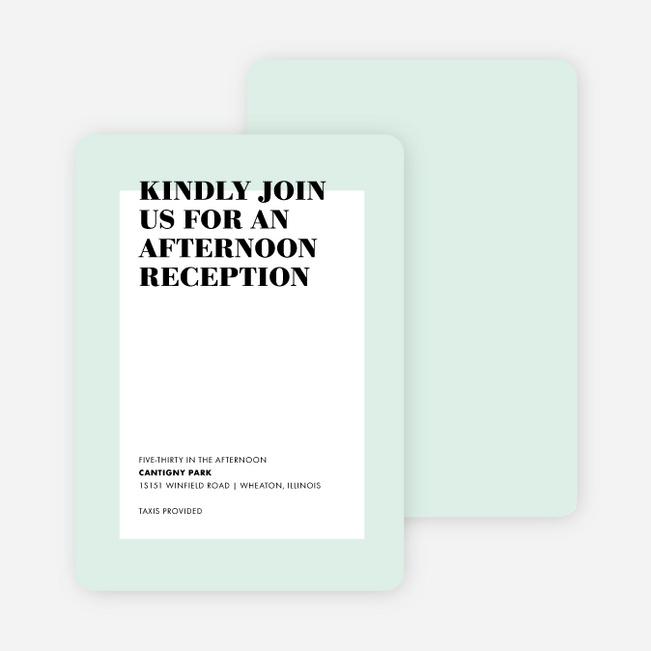 Boldly Typographic Wedding Reception Cards - Green