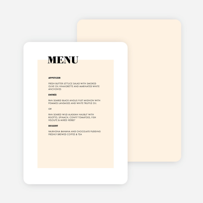Modern Typography Wedding Menus - Beige