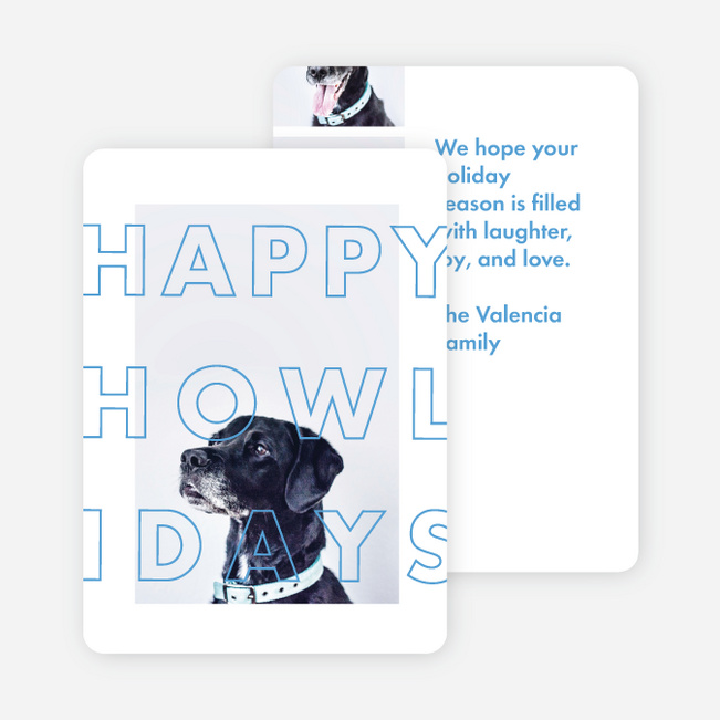 Happy Howlidays Multi Photo Holiday Cards - Blue