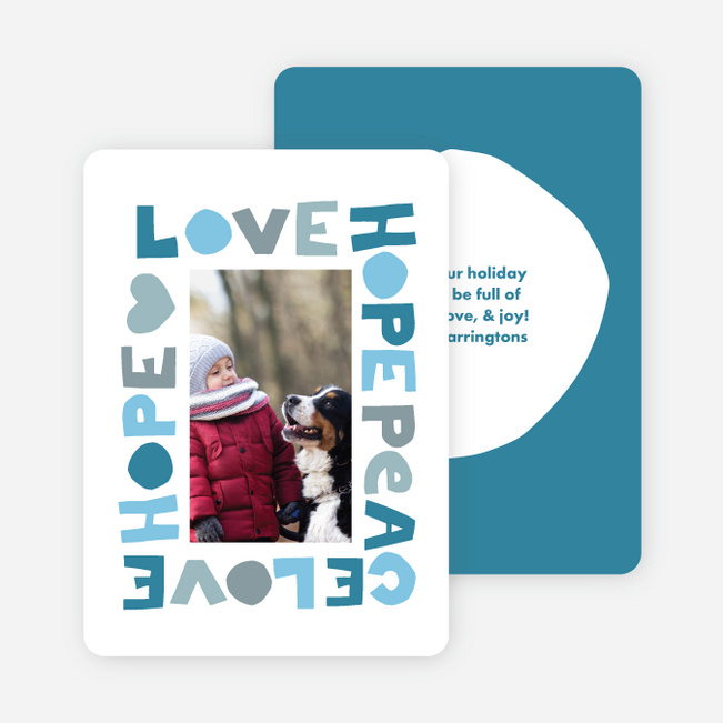 Framed Wishes Christmas Photo Cards & Holiday Photo Cards - Blue