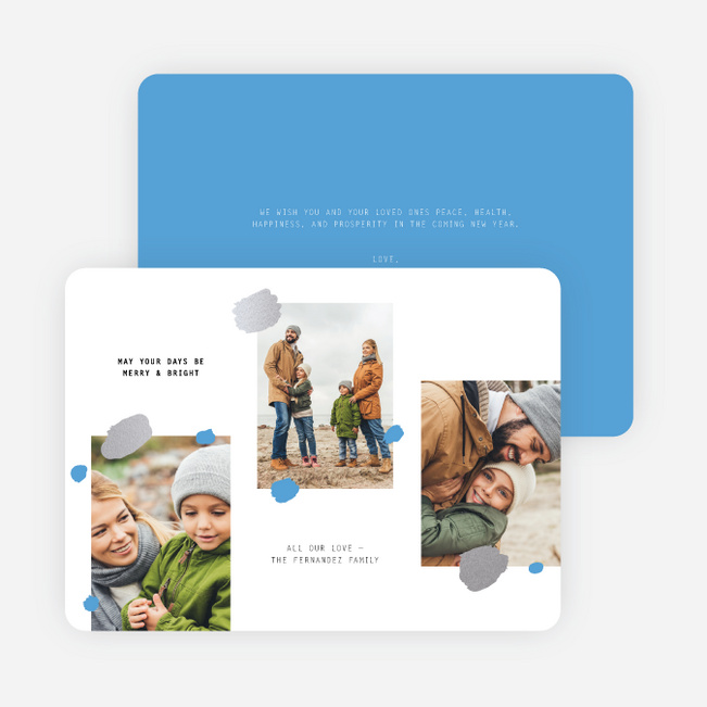 Sprinkled Wishes Multi Photo Holiday Cards - Blue
