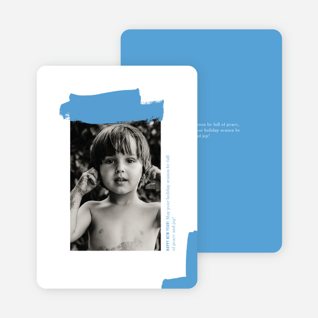 Painted Portrait Christmas Photo Cards & Holiday Photo Cards - Blue