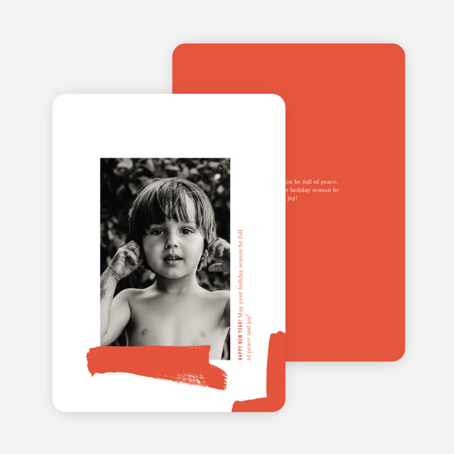 Painted Portrait Christmas Photo Cards & Holiday Photo Cards - Red