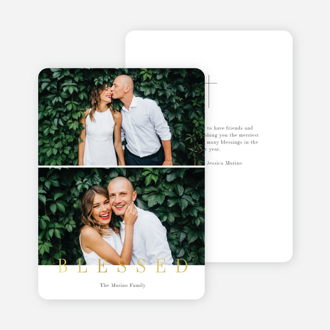 Foil Blessed Message Christmas Cards - Yellow