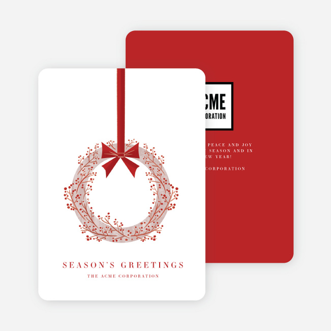 Boughs of Holly Business and Corporate Holiday Cards - Red