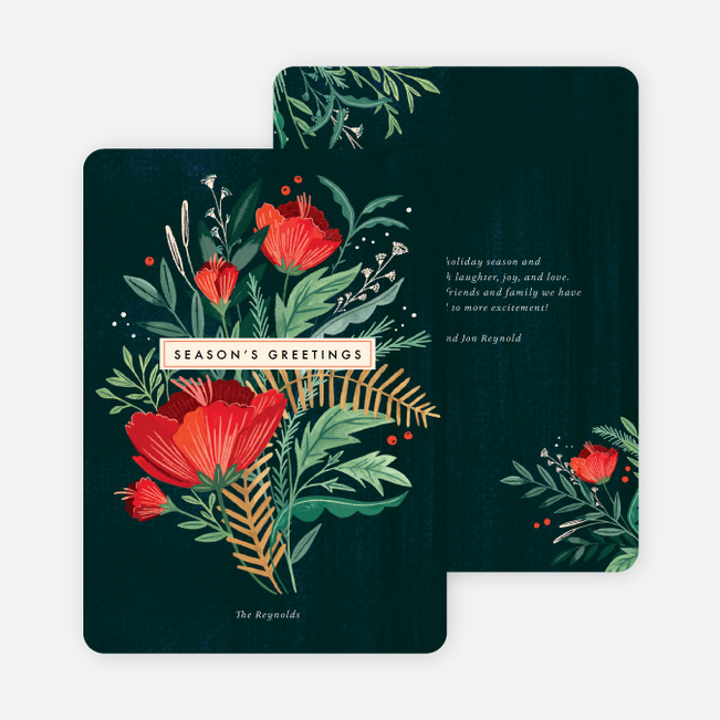 Holiday Bouquet Multi Photo Holiday Cards - Multi