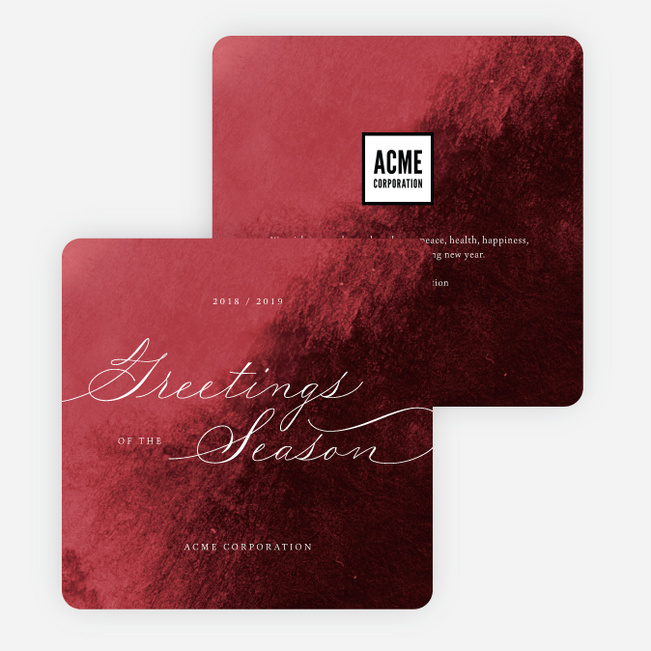 Delicate Script Business and Corporate Holiday Cards - Red