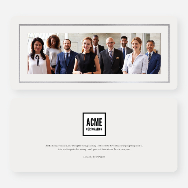 Foil Professional Frame Business and Corporate Holiday Cards - Gray