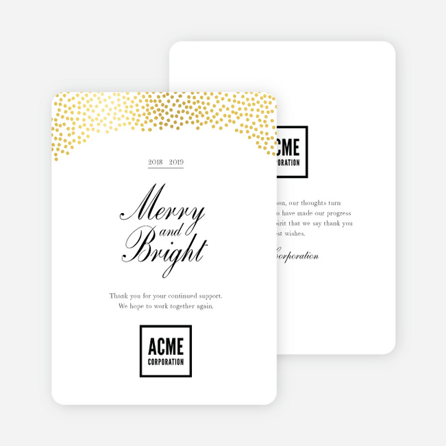 Foil Snow Header Business and Corporate Holiday Cards - Yellow