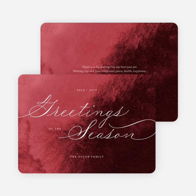 Delicate Script Multi Photo Holiday Cards - Red