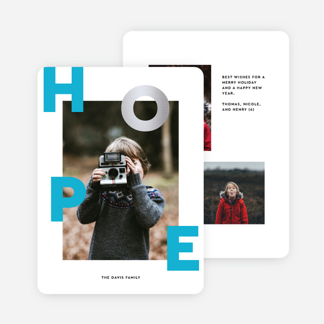 Scattered Hope Multi Photo Holiday Cards - Blue