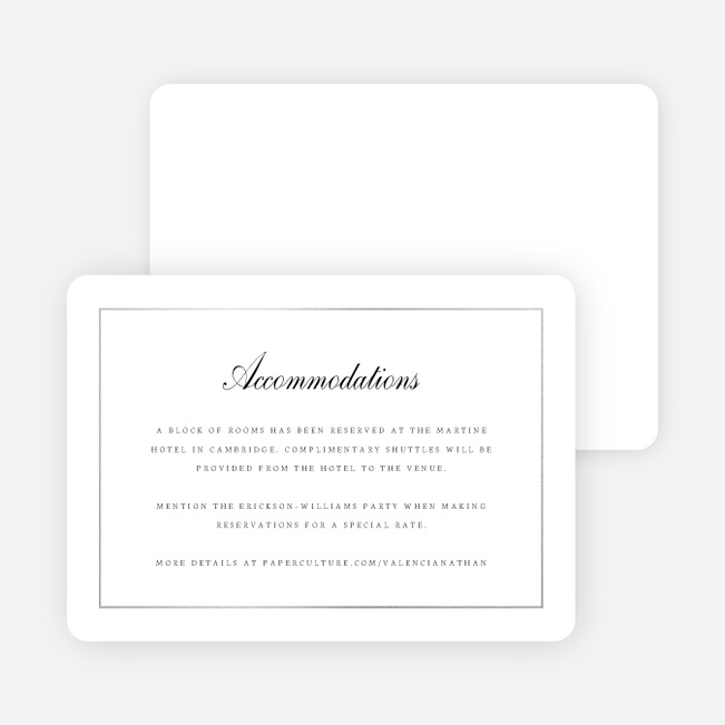 Classic Style Wedding Information Cards - Gray