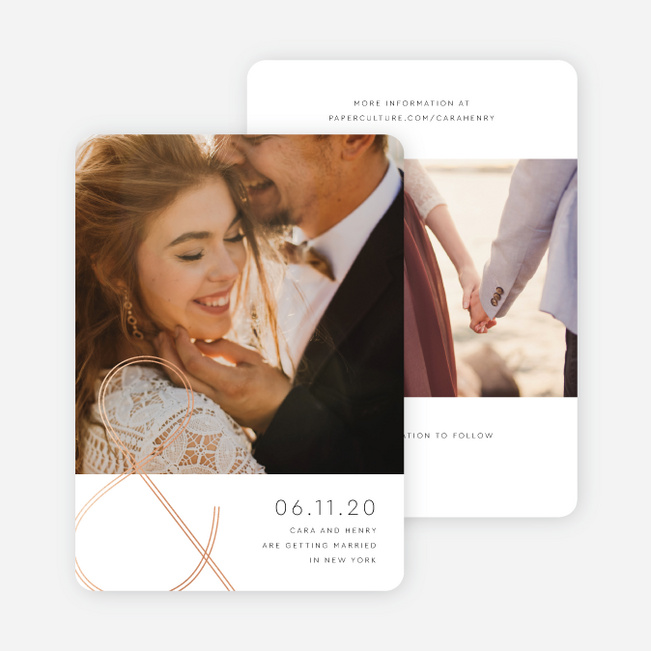 Foil You & Me Wedding Save the Date Cards - Pink