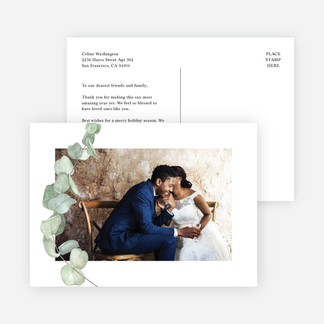 Eucalyptus Flourish Christmas Photo Cards & Holiday Photo Cards - Black