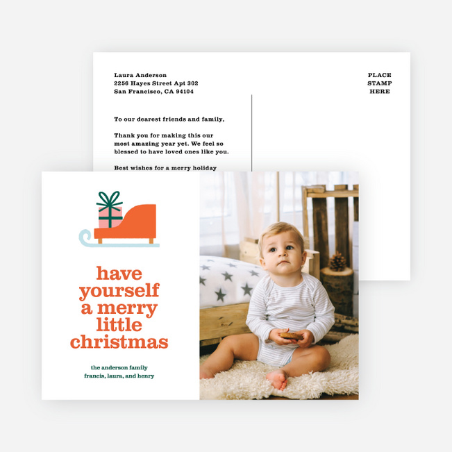 Merry Little Sleigh Christmas Cards - Red