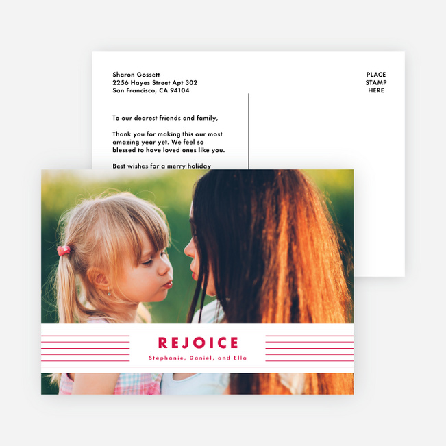 Rejoice Banner Christmas Cards - Red